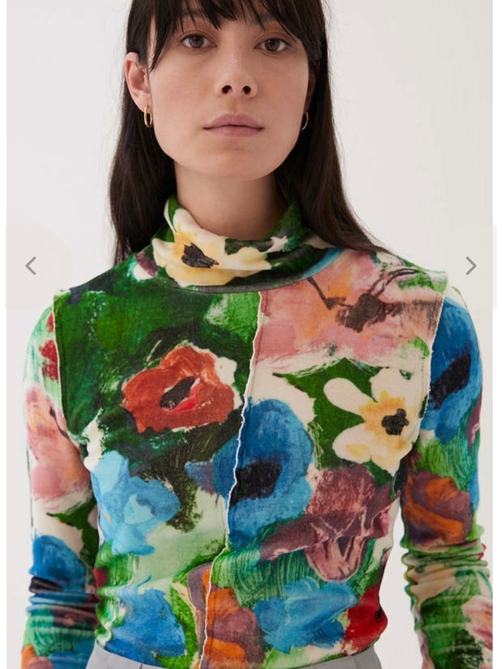 Rejina Pyo Lina Floral Velvet Mesh Top Sheer Stretch Multicolor Size S